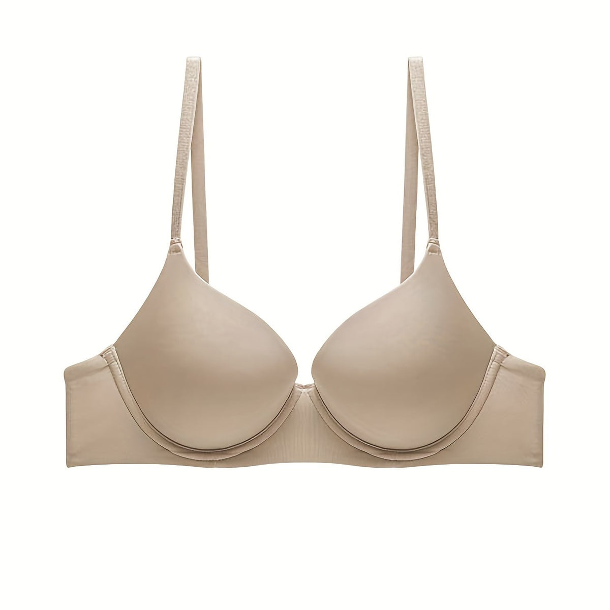 Glossy Mold Cup Push Up Bra Breathable Knitted Fabric Intimates Lingerie