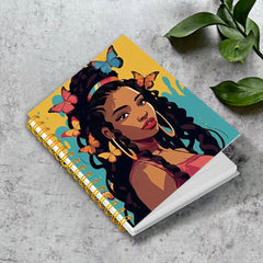 African American Woman with Butterflies Notebook 50 Pages Plain Paper