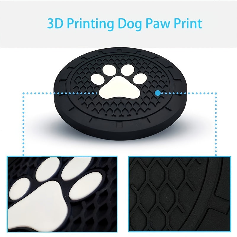 2pcs Dog Paw Car Coasters, Silicone Anti Slip Cup Holder Coasters