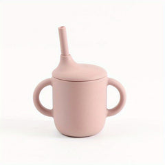 Children's Silicone Learning Cup with Straw and Handle