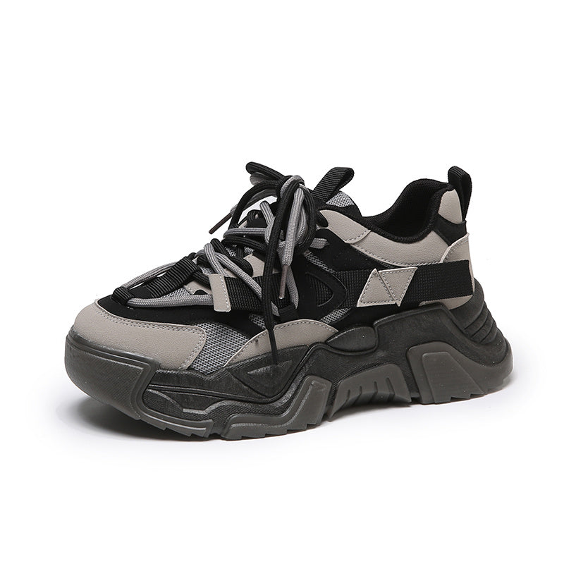 Women's Colorblock Chunky Sneakers Platform Lace Up Shoes