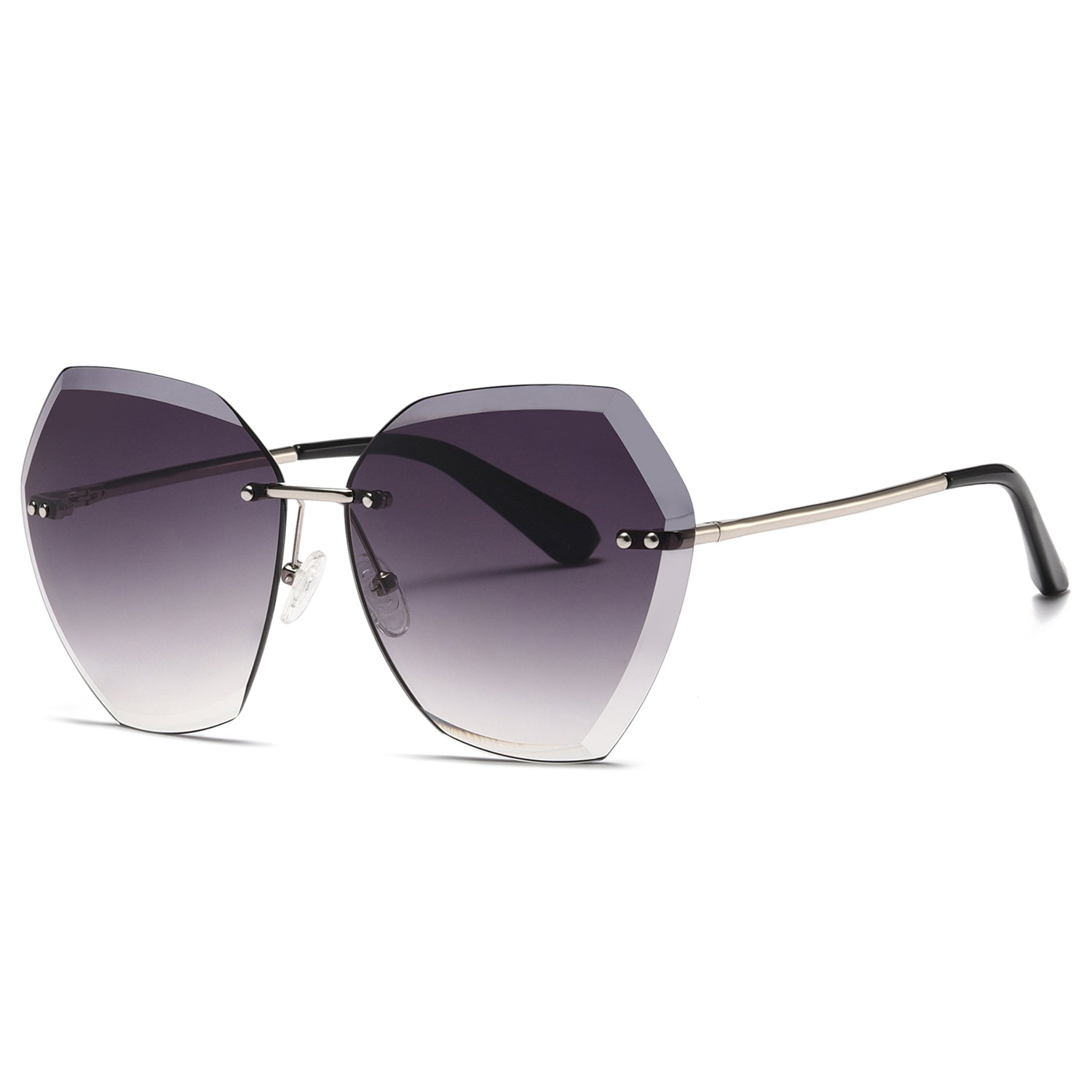 Vintage Square Sunglasses Women Stylish Rimless Oversized Sun Protection
