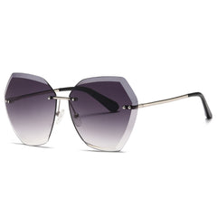 Vintage Square Sunglasses Women Stylish Rimless Oversized Sun Protection
