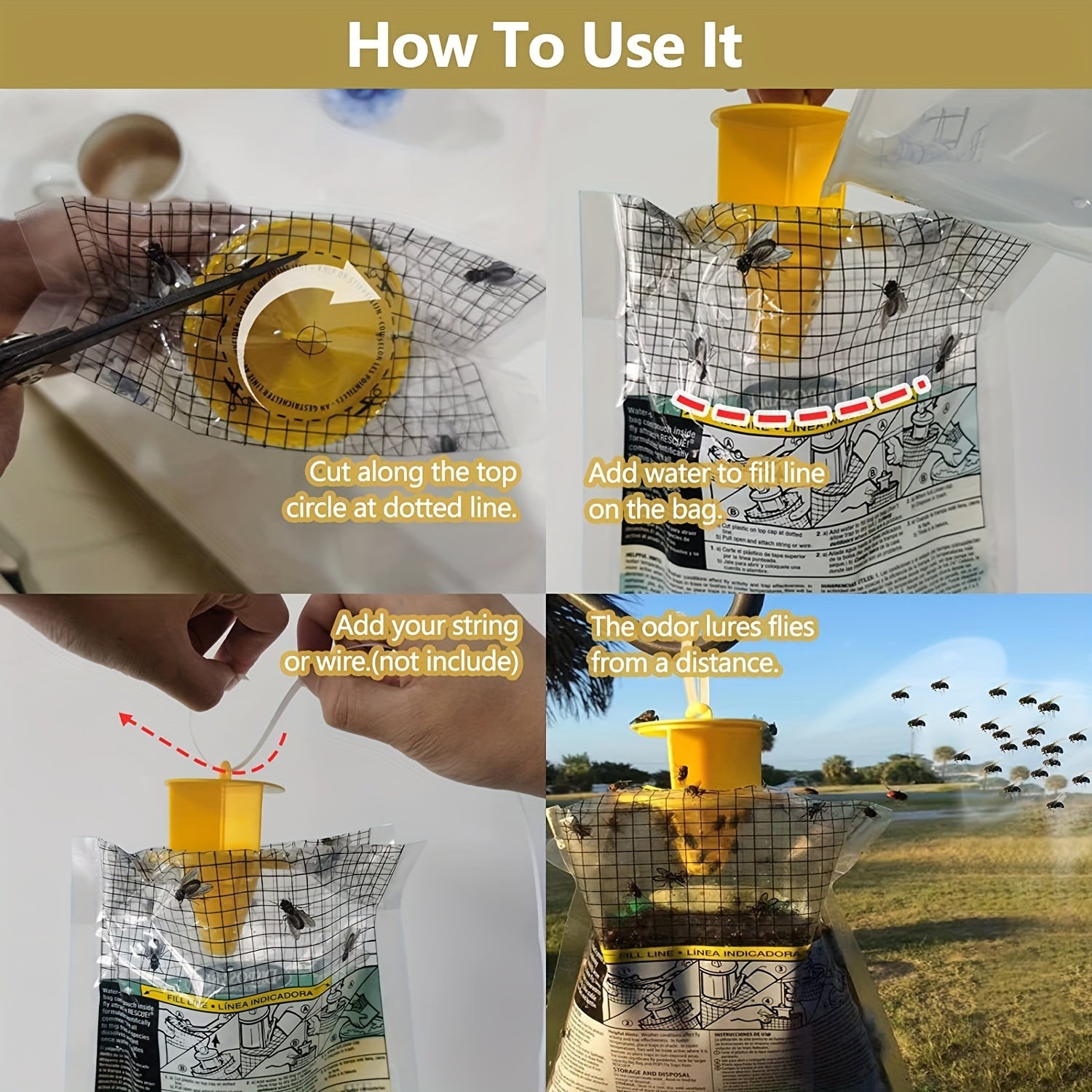 Outdoor Hanging Fly Trap with Bait Bag - Pest Control Garden Supplies