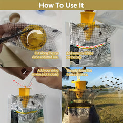 Outdoor Hanging Fly Trap with Bait Bag - Pest Control Garden Supplies