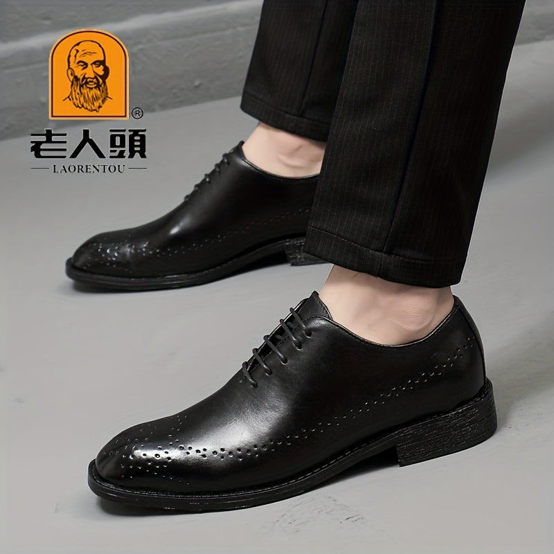 Men's Leather Lace Up Brogue Style Dress Shoes