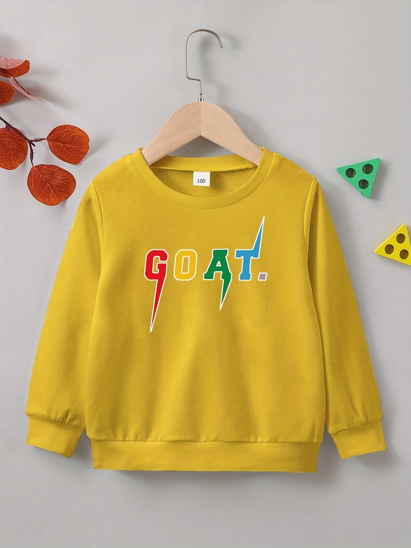Stylish GOAT Letter Print Boys Casual Pullover Sweatshirt