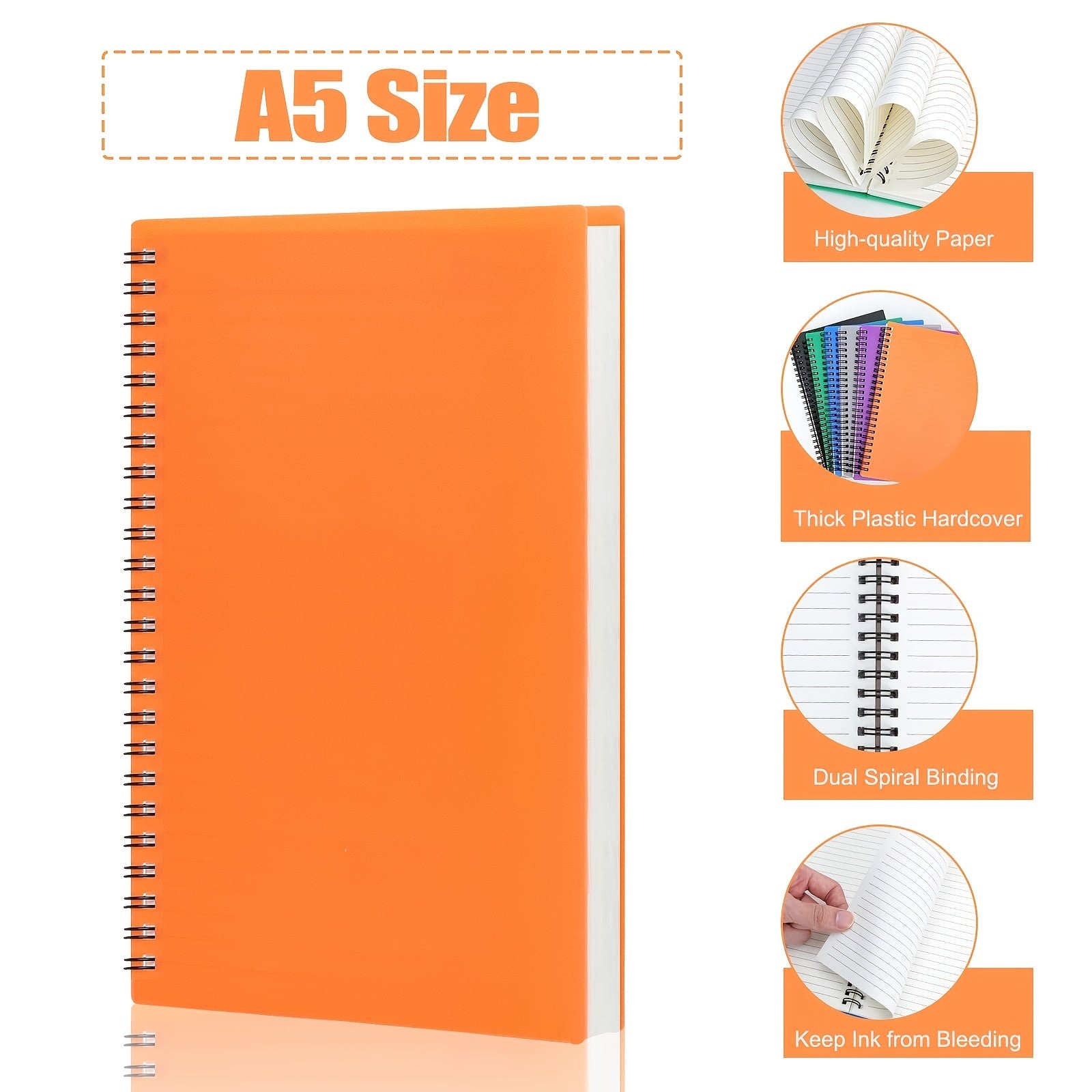 6pcs Subject Spiral Notebook College Ruled 80 Sheets Writing Journal