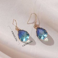 Colorful Glass Drop Earrings With Zircon Sweet Jewelry