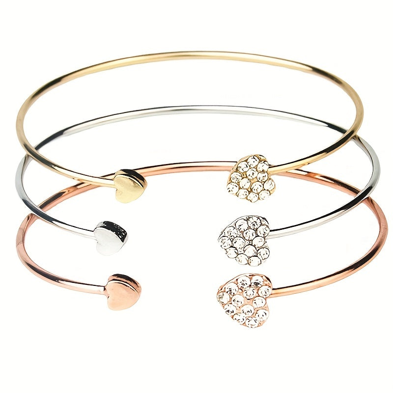 Full Drill Love Bracelet Double Peach Heart - Plated Heart Bracelet