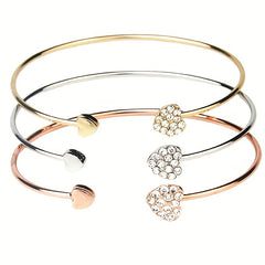 Full Drill Love Bracelet Double Peach Heart - Plated Heart Bracelet
