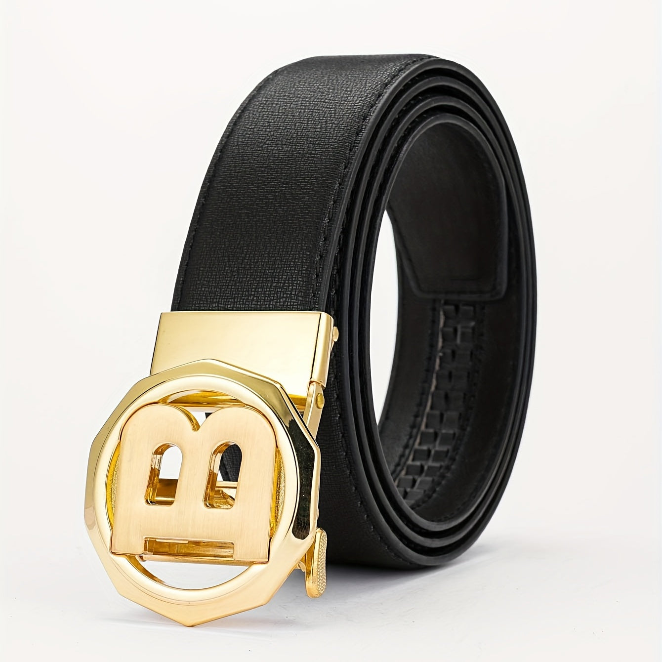Big B Letter Belt for Men Automatic Buckle PU Leather