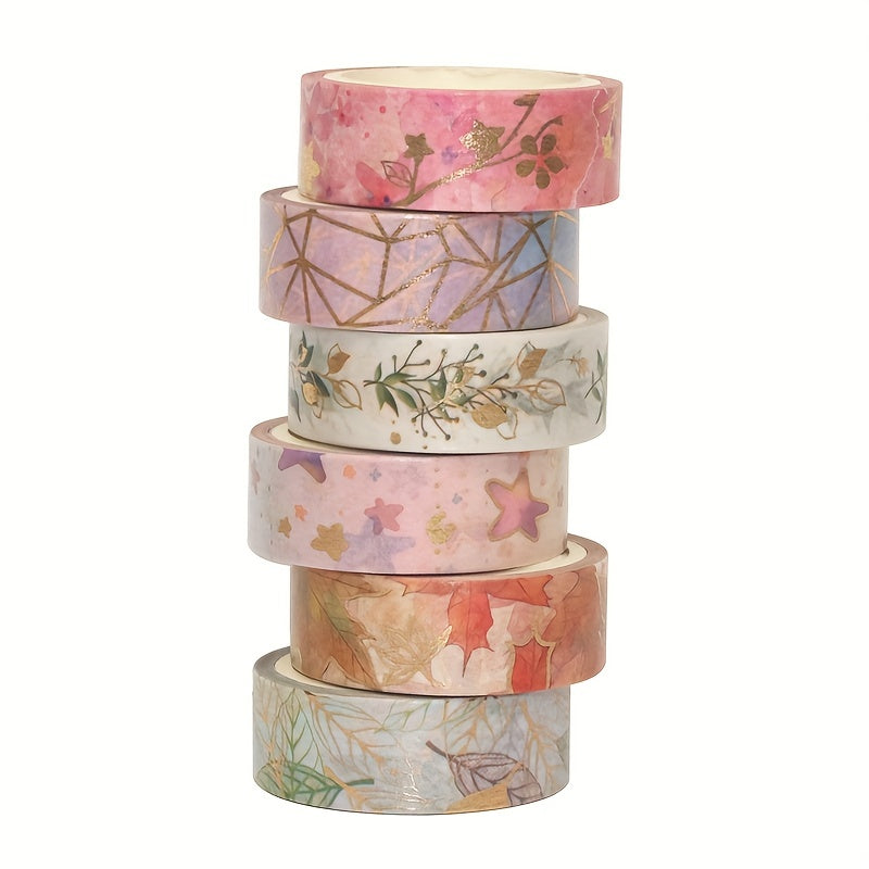 6pcs Foil Paper Tape Flower Plant Masking Tape Decorative Adhesive
