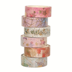 6pcs Foil Paper Tape Flower Plant Masking Tape Decorative Adhesive
