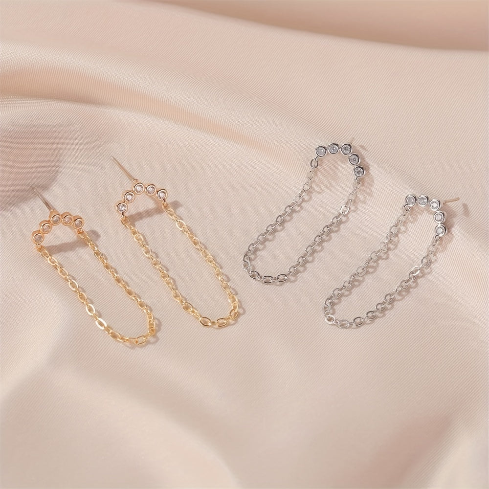 Rhinestone Decor Stud Earrings Hip Hop Goth Style Jewelry