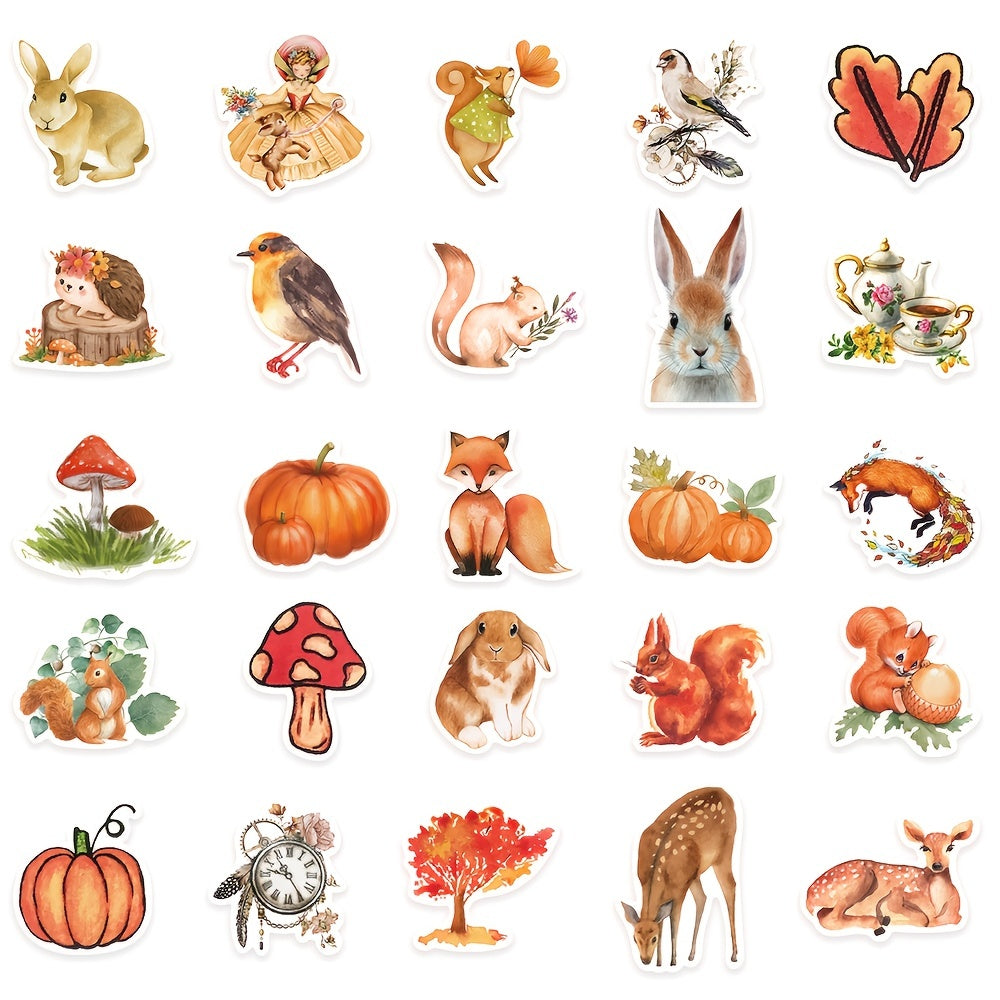 50pcs Autumn Forest Phone Case Graffiti Stickers Waterproof DIY Decoration