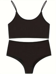 Solid Bra & Panties Lingerie Set for Women