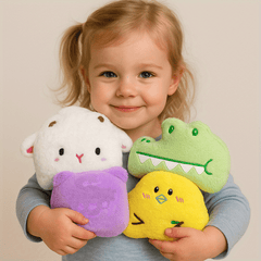 4pcs Animal Family Plush Toys Bear, Sheep, Crocodile, Yellow Chick