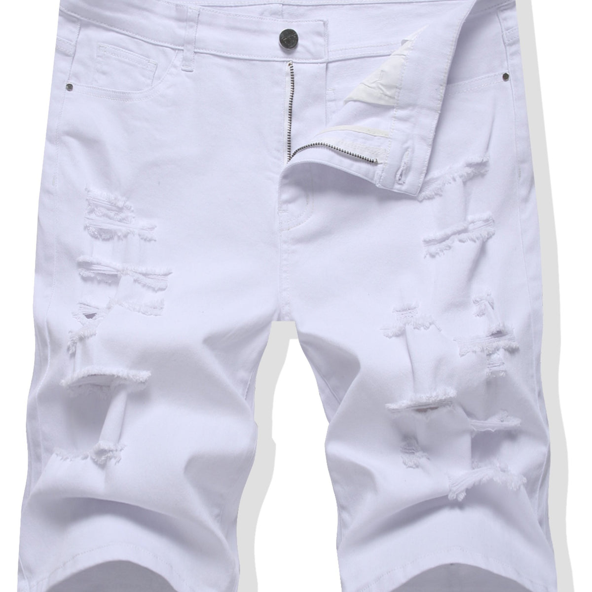 Men's Ripped Denim Shorts Casual Straight