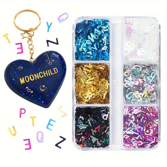 Holographic Alphabet Glitter Flakes Resin Mold Filler