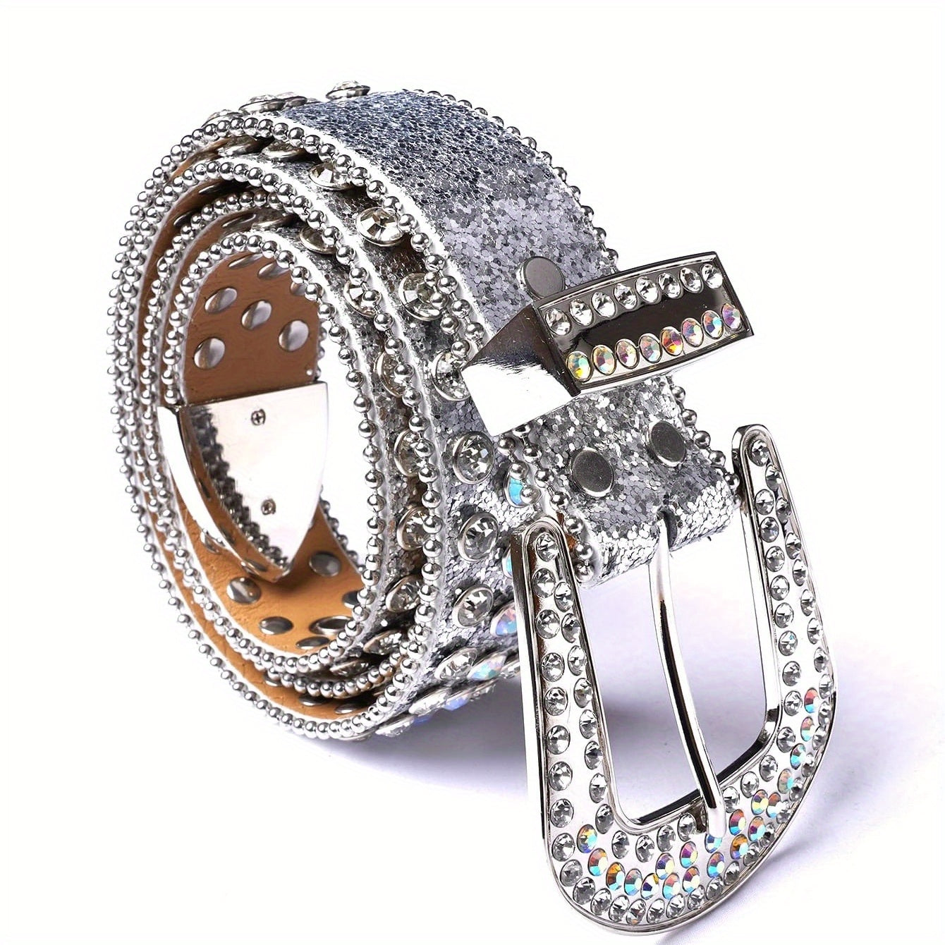 Sparkling Rivet PU Leather Belt Y2K Jeans Pants Accessories
