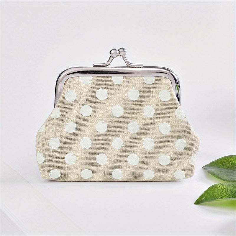 Polka Dot Kiss Lock Coin Purse Clutch Bag Convenient Earphone Coin Storage
