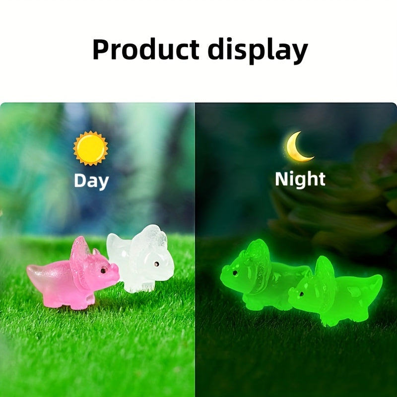 8pcs Luminous Dinosaur Resin Crafts Creative Small Ornaments