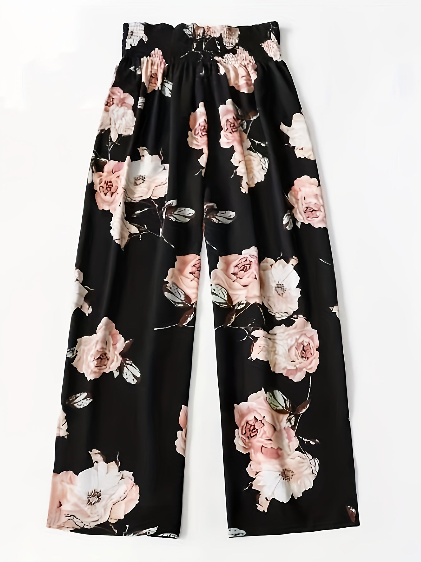  Floral Print Wide Leg Trousers