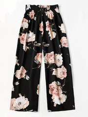  Floral Print Wide Leg Trousers