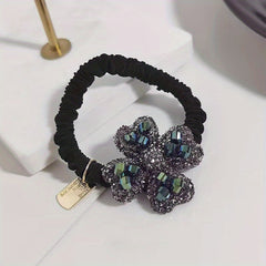 Rhinestone Four Leaf Clover Hair Tie Jewelry Hair Elastic