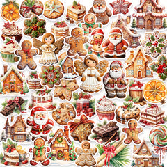 50pcs Christmas Gingerbread Biscuits Stickers for DIY Crafts