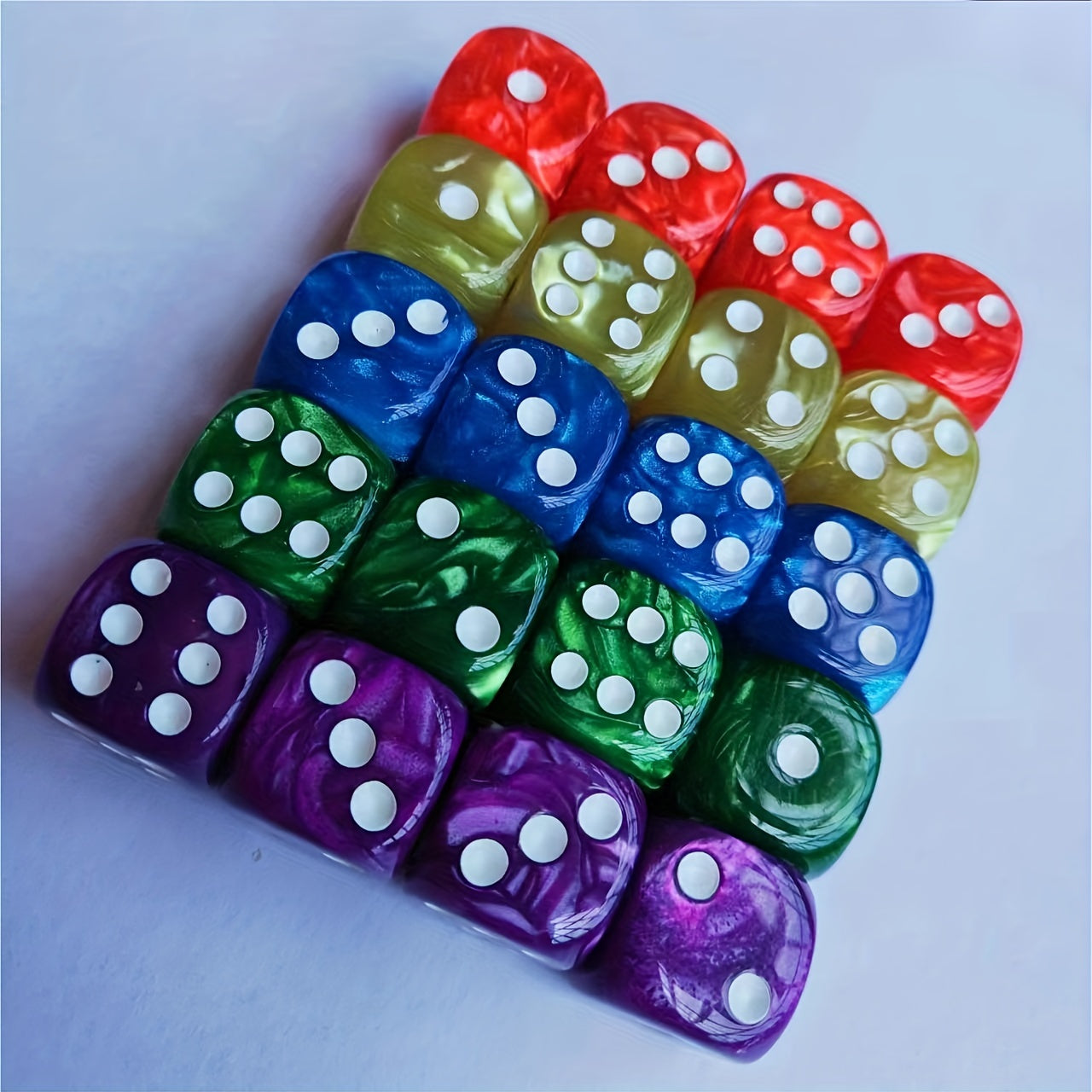 20 Pieces 16mm Colored Acrylic Dice Set for Club Party Home Games