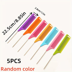 5PCS Steel Pin Comb Hair Styling Comb High Temp Resistant Long Tail Comb