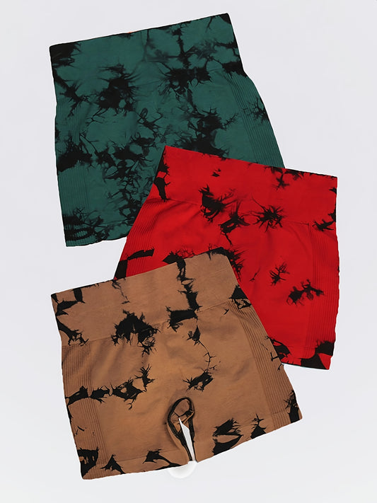 Tie Dye Yoga Shorts High Stretch Running Fitness Sports Shorts Women's Activewea
