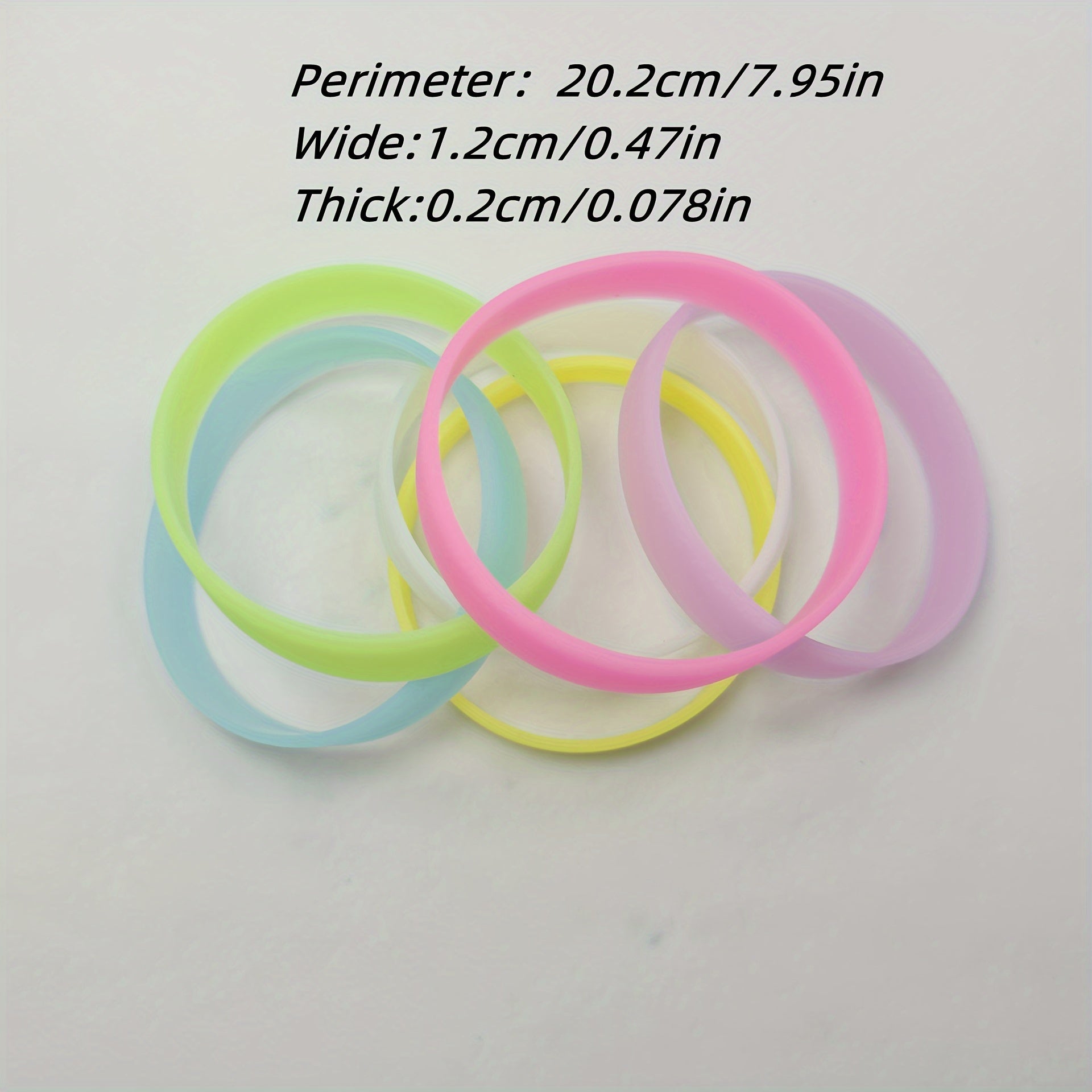 6 Pcs Solid Luminous Silicone Bracelet for Party