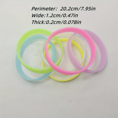 6 Pcs Solid Luminous Silicone Bracelet for Party
