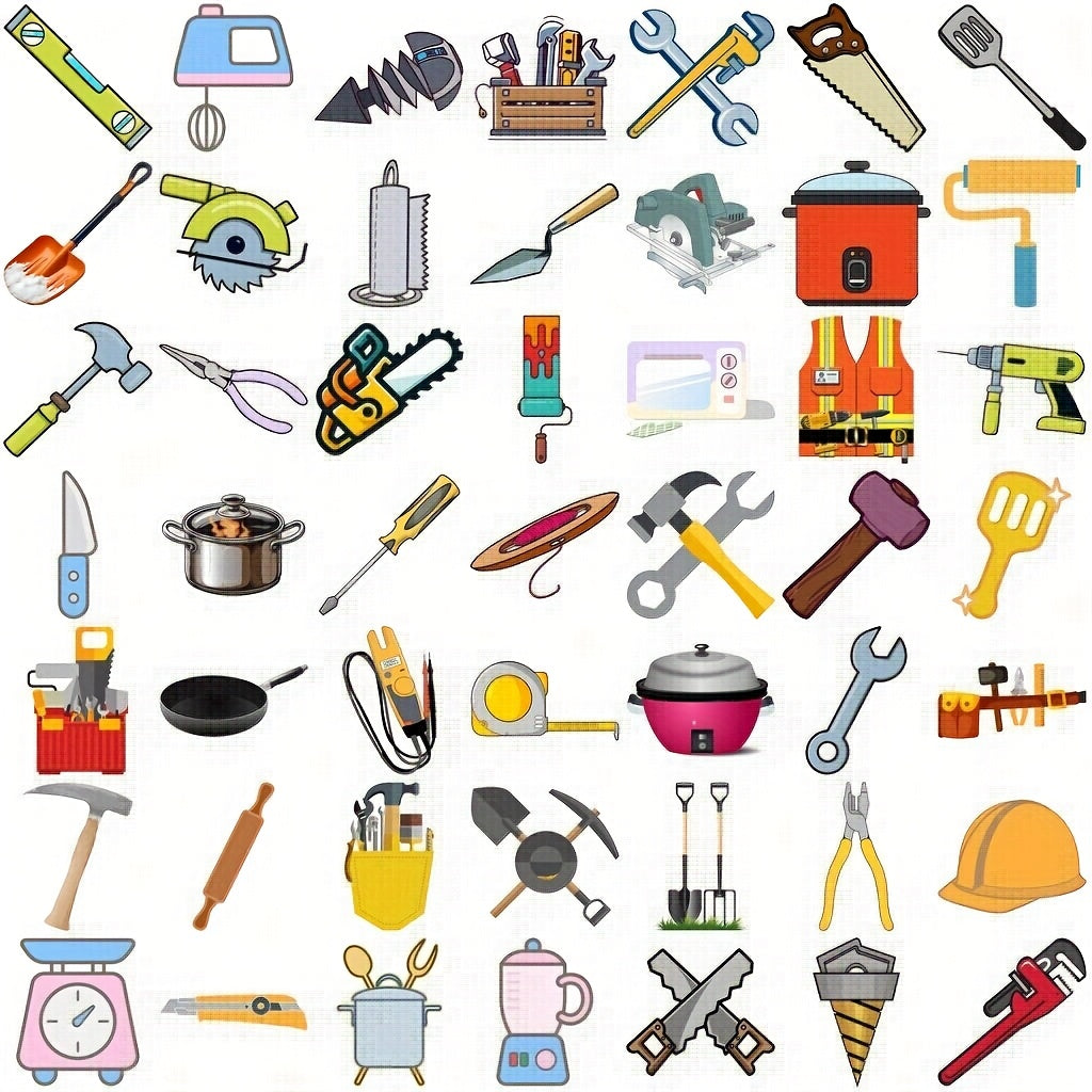 54pcs Tool Themed Stickers for DIY Crafts Scrapbooking Tablet