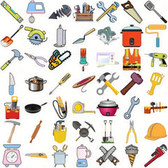 54pcs Tool Themed Stickers for DIY Crafts Scrapbooking Tablet