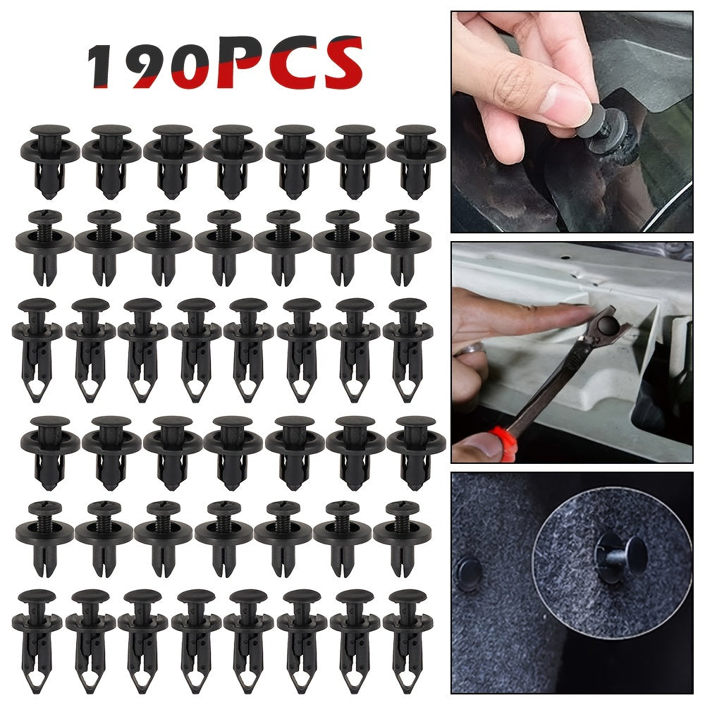190 Pcs Car Plastic Rivet Fastener Kit for Trim Bumpers & Fenders