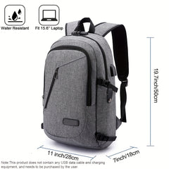 Anti Theft Laptop Backpack USB Charging Port Slim Waterproof College School Bag