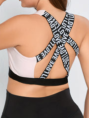  Sports Bra Colorblock Criss Cross High Stretch Bra