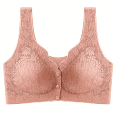 Lace Wireless Bra Front Buckle Comfy & Breathable Women's Lingerie