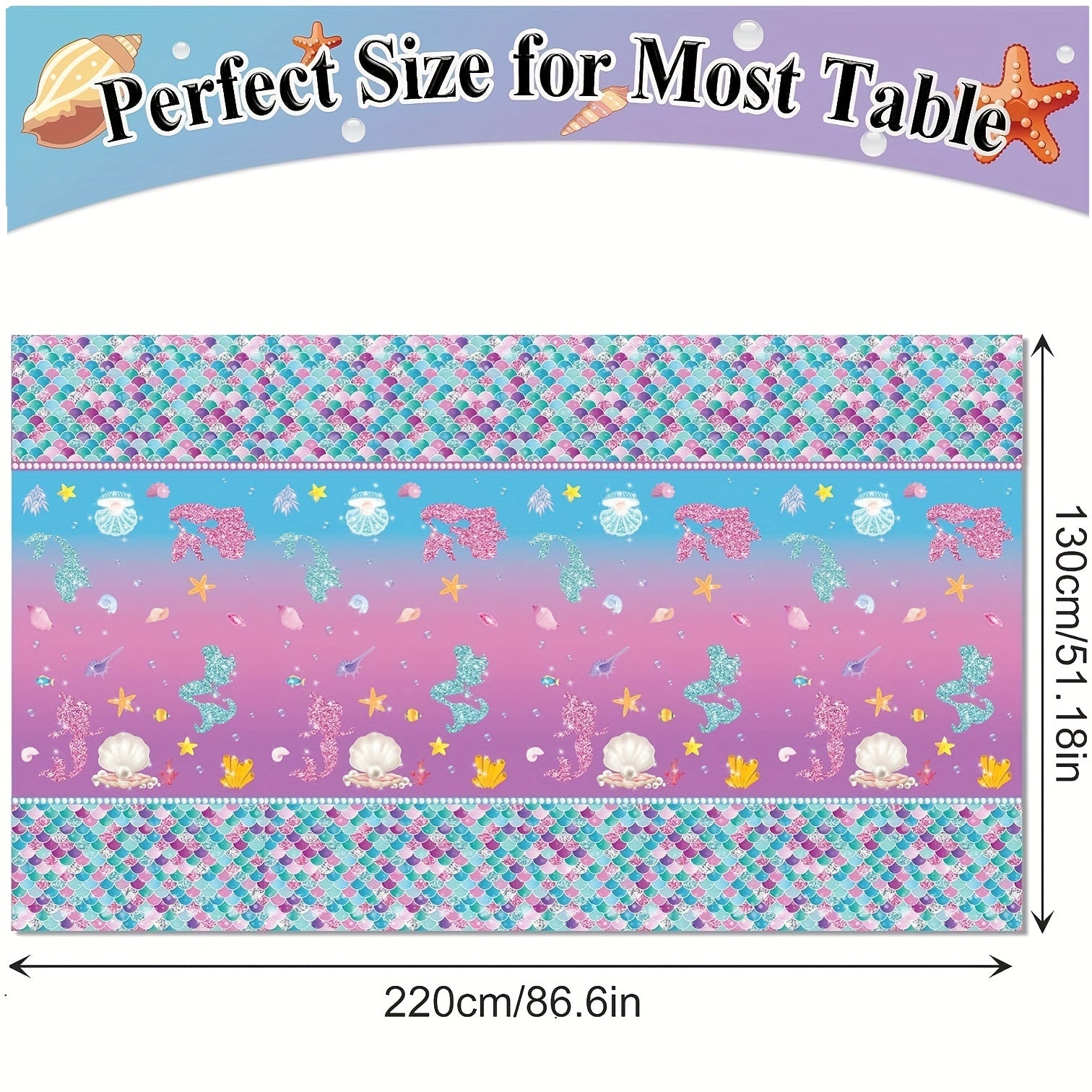 Mermaid Birthday Tablecloth Ocean Under Sea Disposable Plastic Table Cover