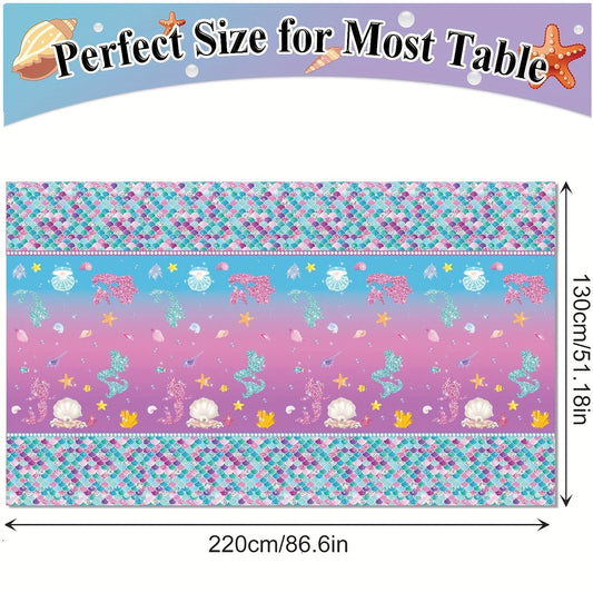 Mermaid Birthday Tablecloth Ocean Under Sea Disposable Plastic Table Cover