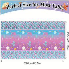Mermaid Birthday Tablecloth Ocean Under Sea Disposable Plastic Table Cover
