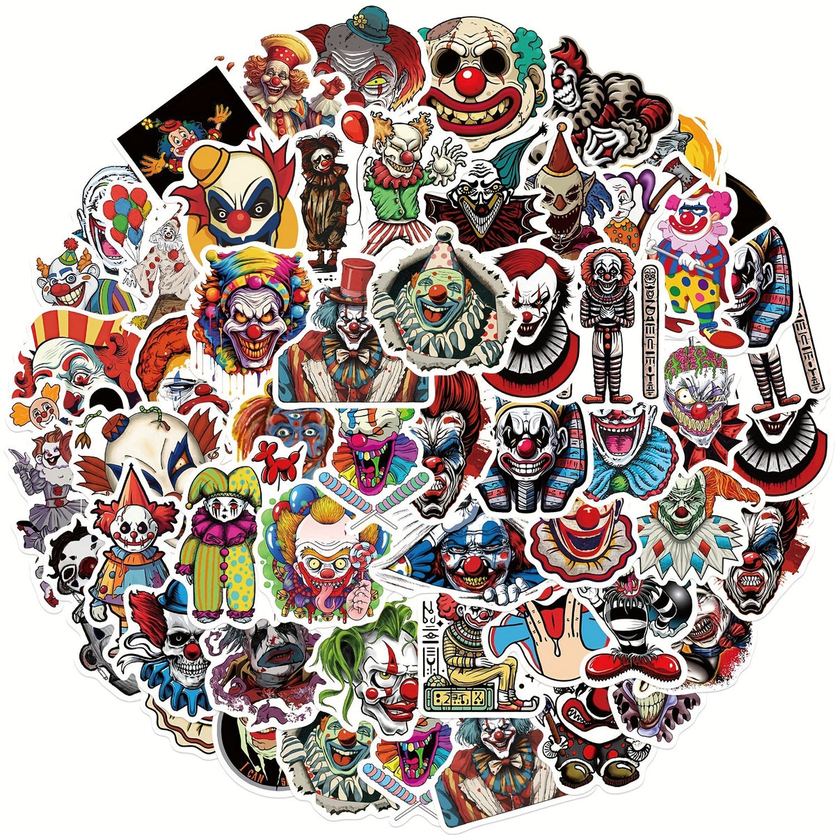 50pcs Horror Joker Vinyl Stickers for Water Bottles Laptops Mobile Phone