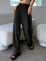 Ribbed High Rise Wide Leg Trousers