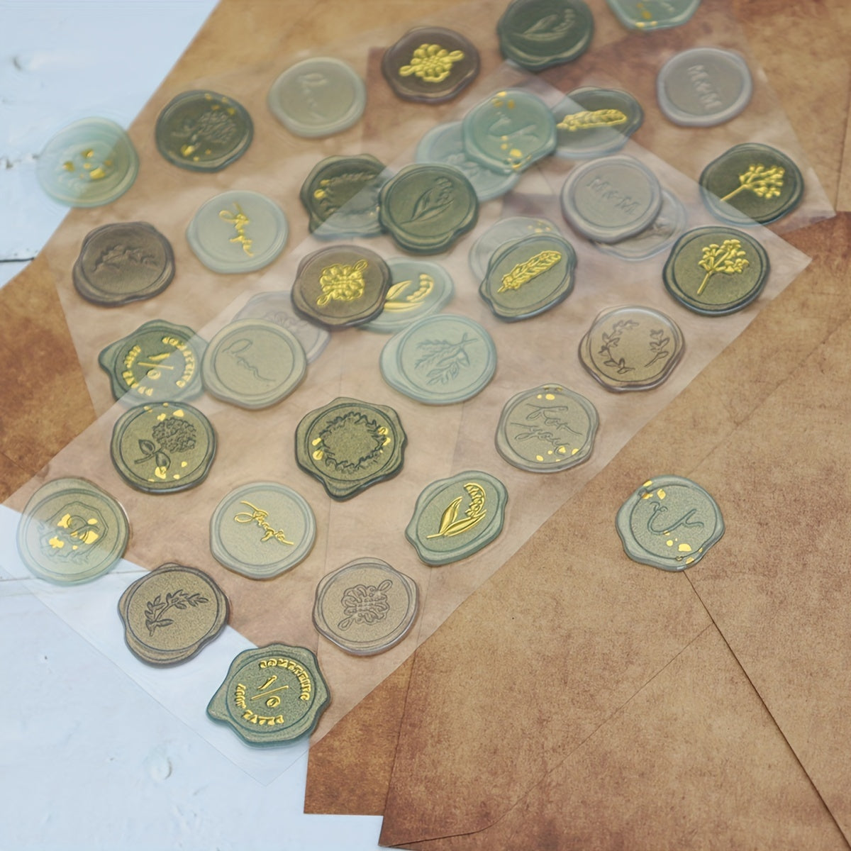 DIY Flower Bronzing Fire Paint Seal Stickers 18pcs