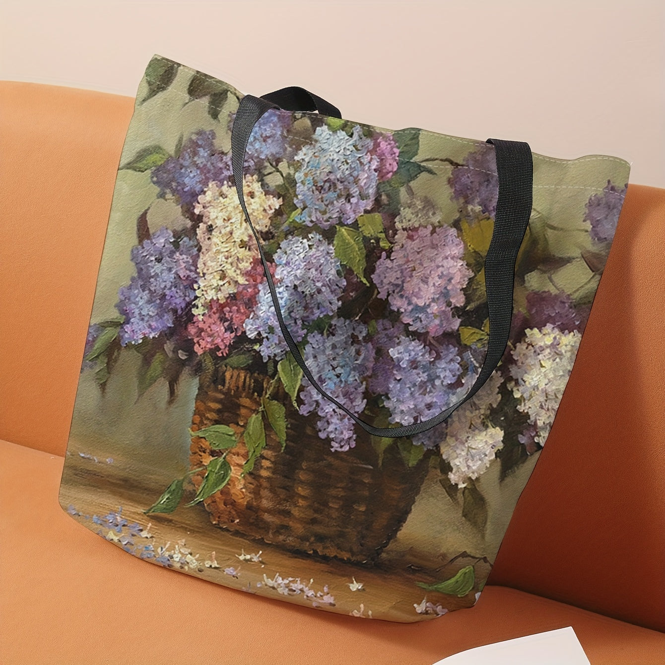 Floral Print Canvas Handbag Reusable Shopping Bag