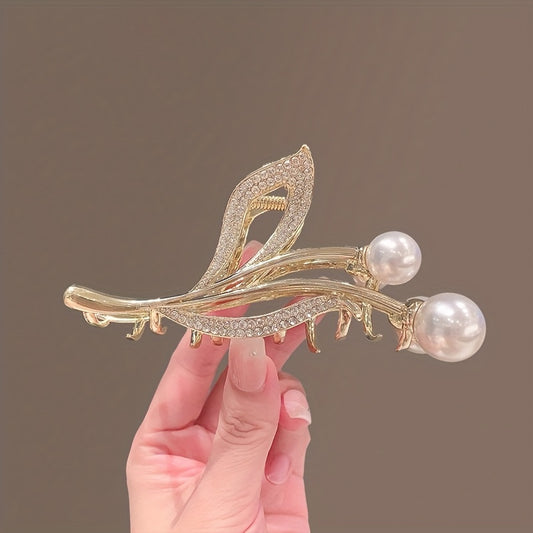 Rhinestones Faux Pearl Hair Clip Claw Headwear Hair Accessories